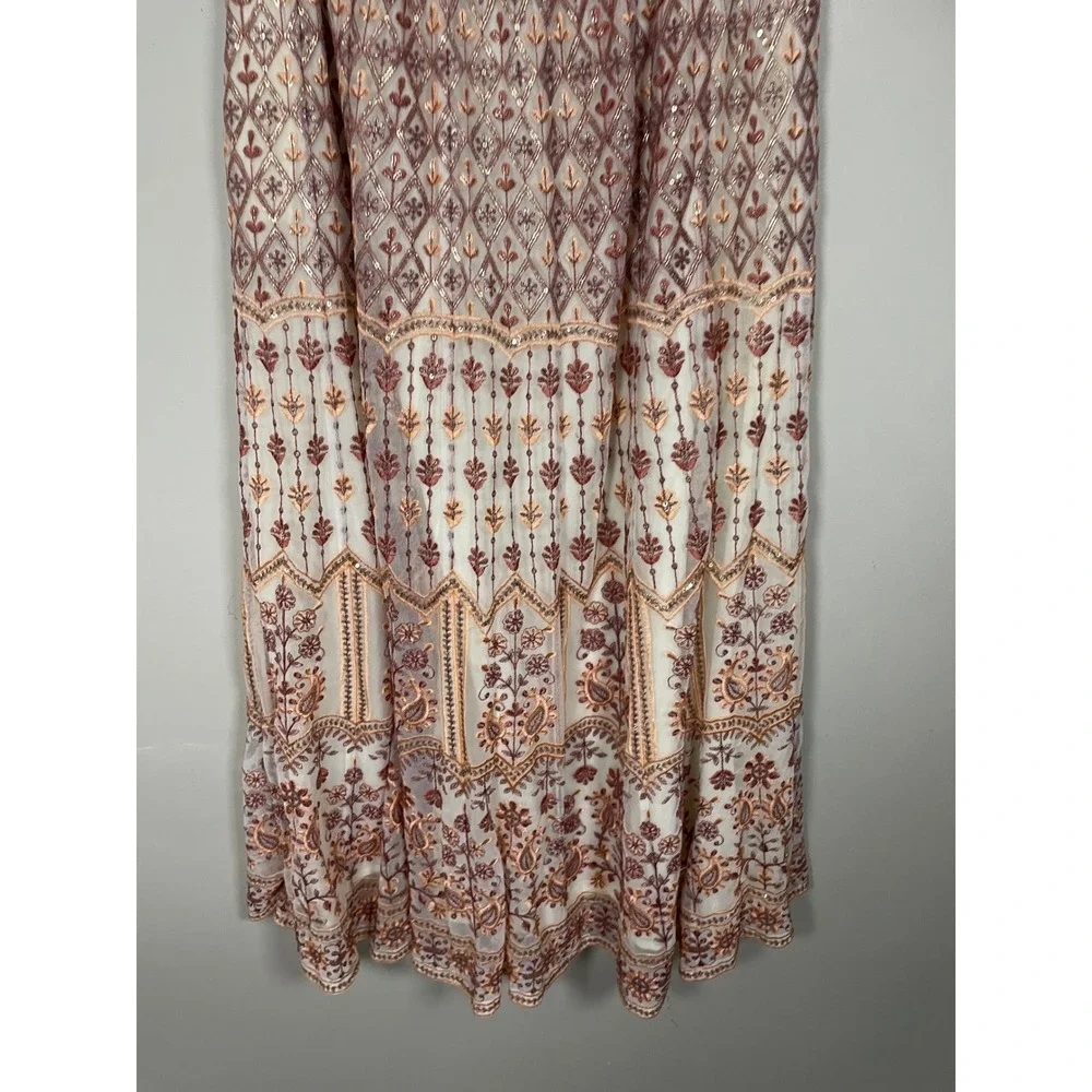 Soft‎ Surroundings Inez Maxi Skirt Size Small Embroidered Sequin Bohemian Gypsy